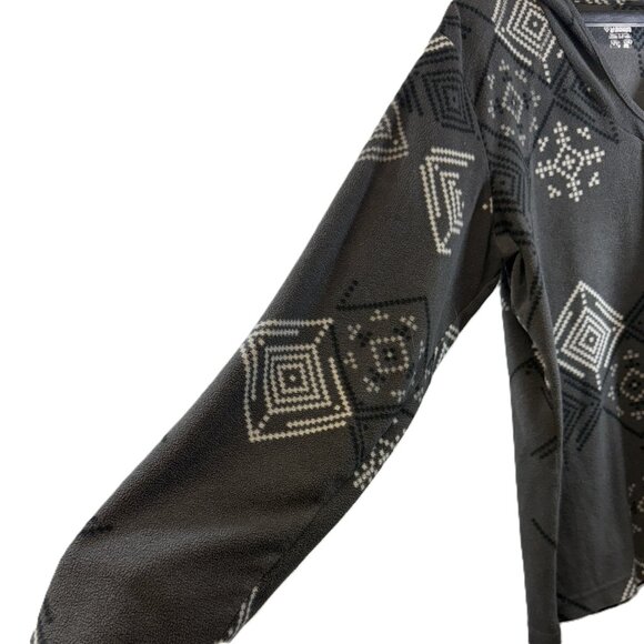Columbia Fleece Hooded Pullover Women's XL Gray Geometric Print - Picture 3 of 6
